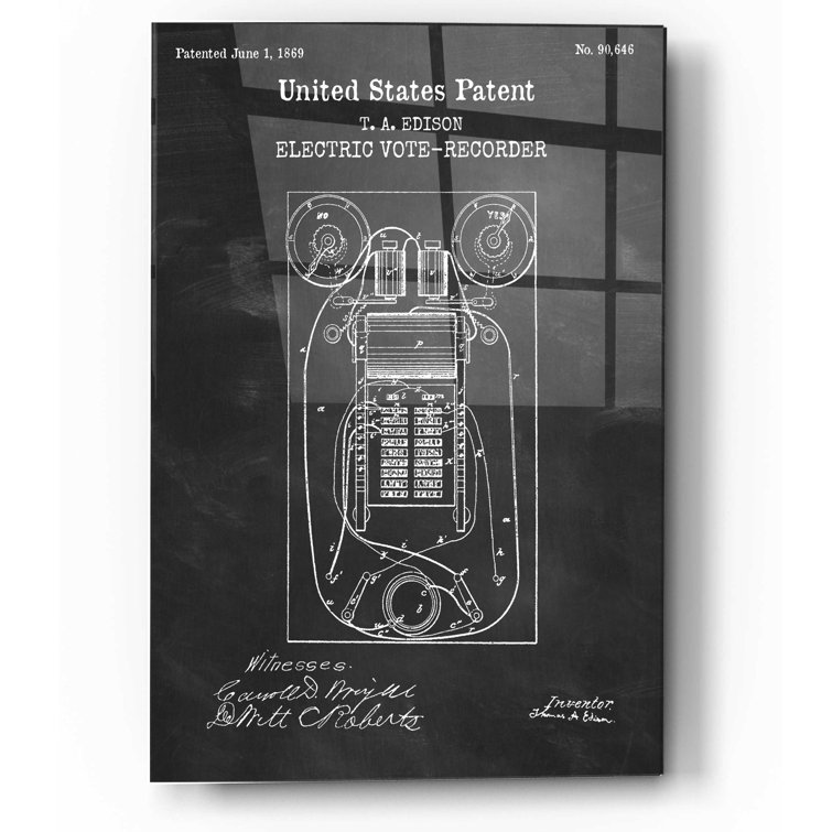 17 Stories Electric VoteRecorder Blueprint Patent Chalkboard Graphic Art on Wayfair